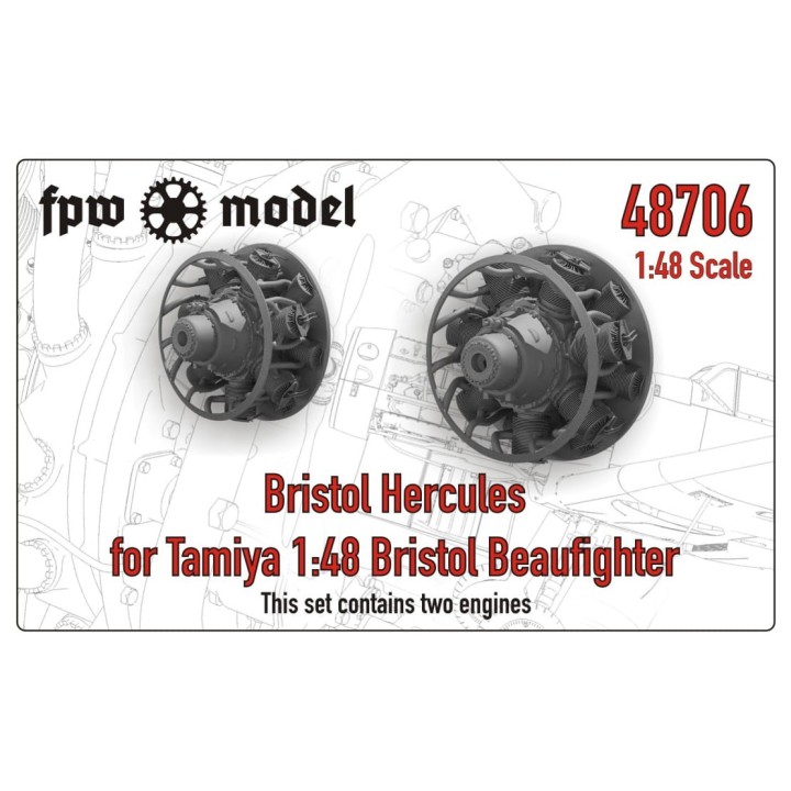 Bristol Hercules (2x) for any Tamiya 1:48 Bristol Beaufighter